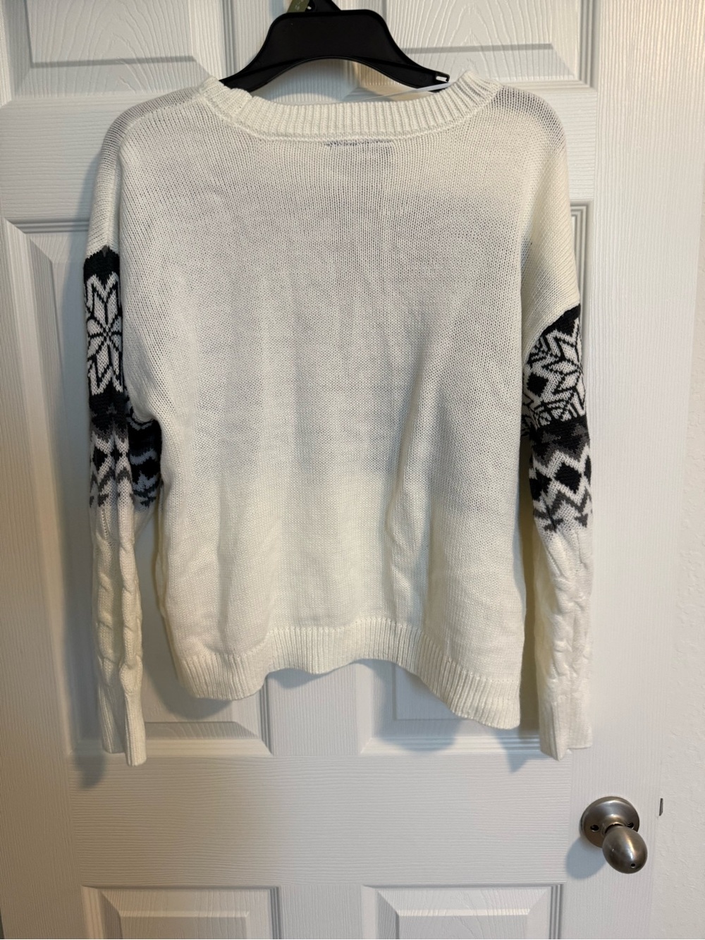 Lane Bryant White and Black Fair Isle Cable Knit Sweater - Picture 3 of 3